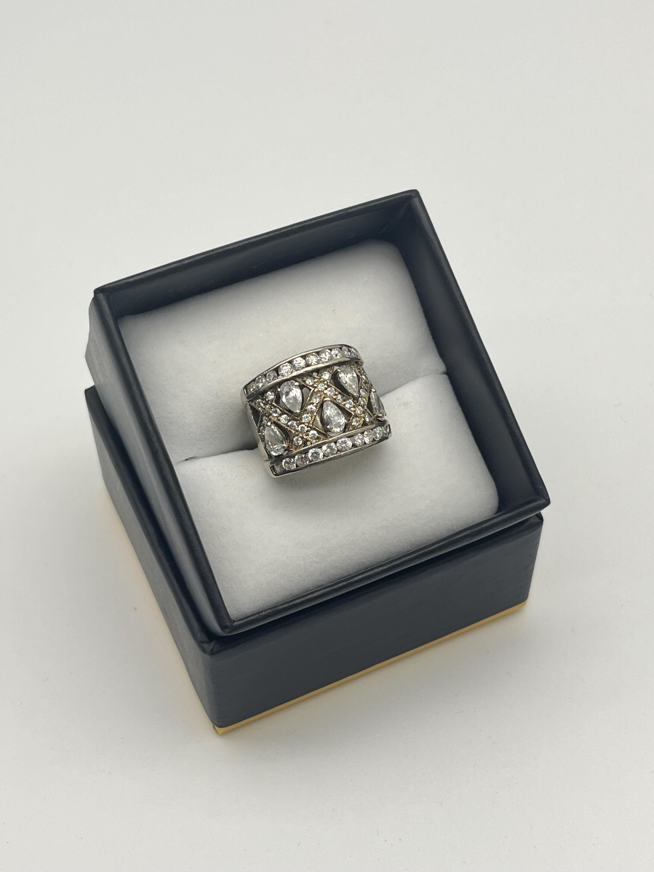 Vintage 925 Silver Crystal Statement Ring | US Size 5.5