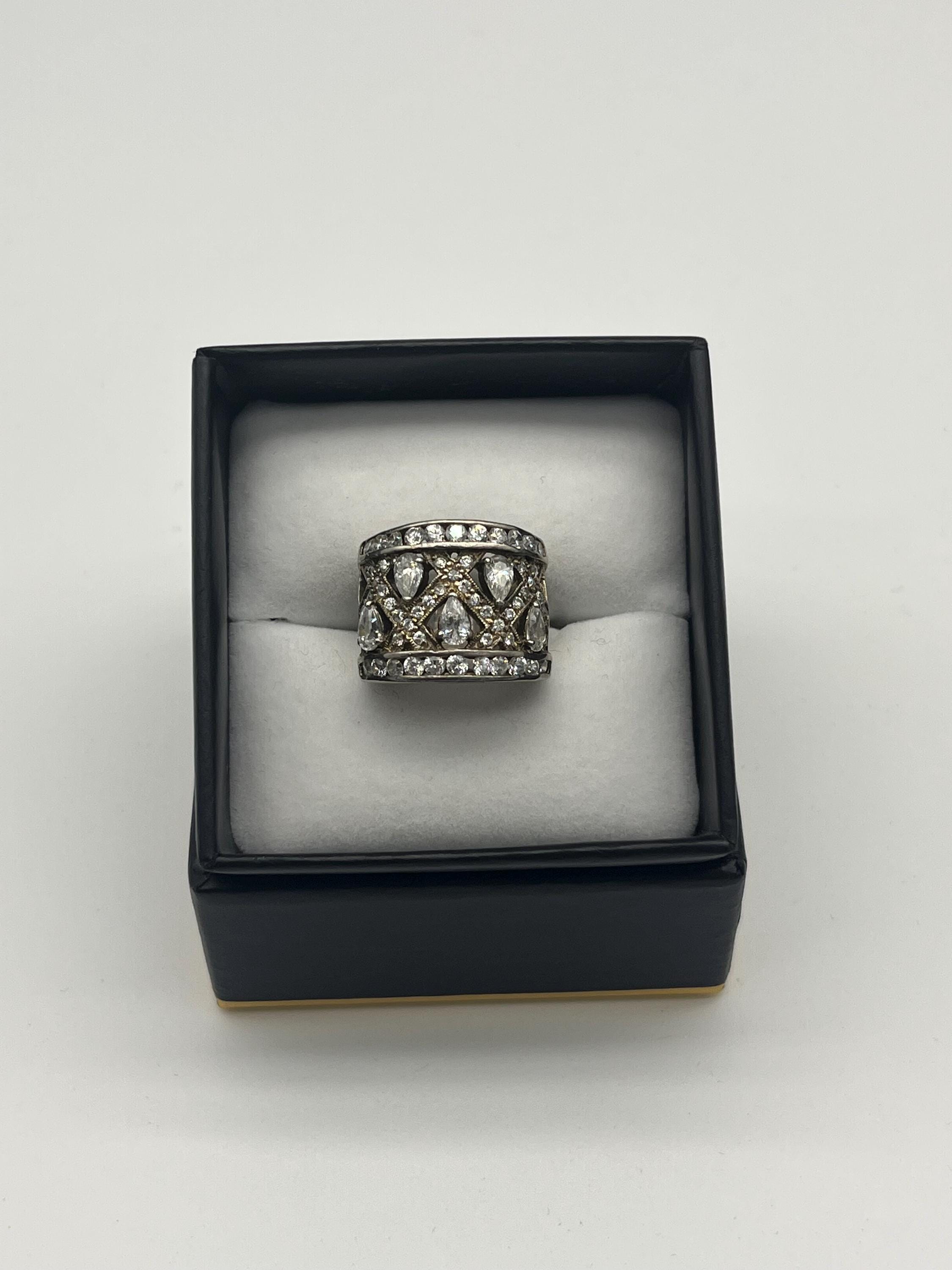 Vintage 925 Silver Crystal Statement Ring | US Size 5.5