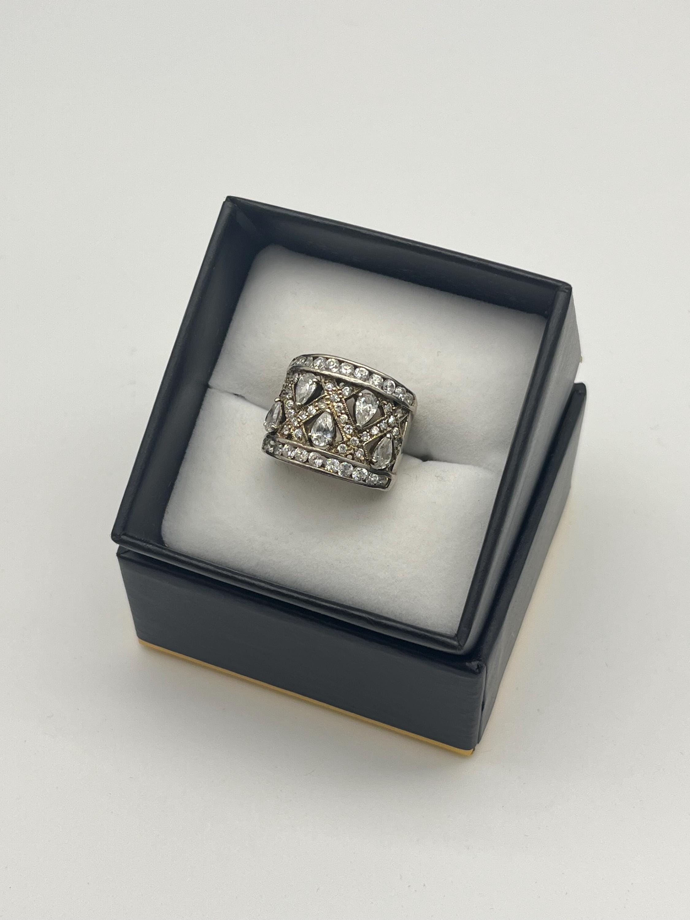 Vintage 925 Silver Crystal Statement Ring | US Size 5.5