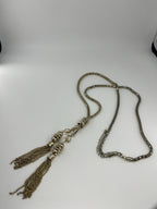 Vintage-Inspired Silver Tassel Necklace: Beaded Evening Statement