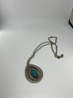 Silver Scarab Pendant Necklace: Vintage Egyptian Revival Teardrop Amulet