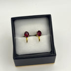 Vintage Gold Screw-Back Earrings with Deep Ruby Red Oval Stones – Old Hollywood Glamour