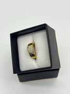 Vintage Gold-Tone Cubic Zirconia Ring – Bold Criss-Cross Statement Band