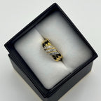 Vintage Gold-Tone Cubic Zirconia Ring – Bold Criss-Cross Statement Band