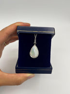 Real Shell Teardrop Necklace | Iridescent Abalone Pendant in Silver | Boho Beach Gift | Ocean-Inspired Jewellery