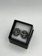 Black Swarovski Crystal Floral Statement Stud Earrings