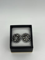 Black Swarovski Crystal Floral Statement Stud Earrings