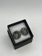 Black Swarovski Crystal Floral Statement Stud Earrings