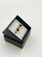 Vintage Gold Screw-Back Earrings with Deep Ruby Red Oval Stones – Old Hollywood Glamour