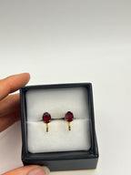 Vintage Gold Screw-Back Earrings with Deep Ruby Red Oval Stones – Old Hollywood Glamour