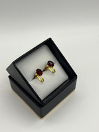 Vintage Gold Screw-Back Earrings with Deep Ruby Red Oval Stones – Old Hollywood Glamour