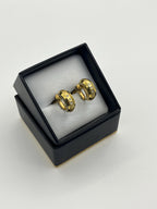 Vintage Gold Tone Rhinestone Huggie Clip-On Earrings – Chunky 80s Style, Bold Retro Glam