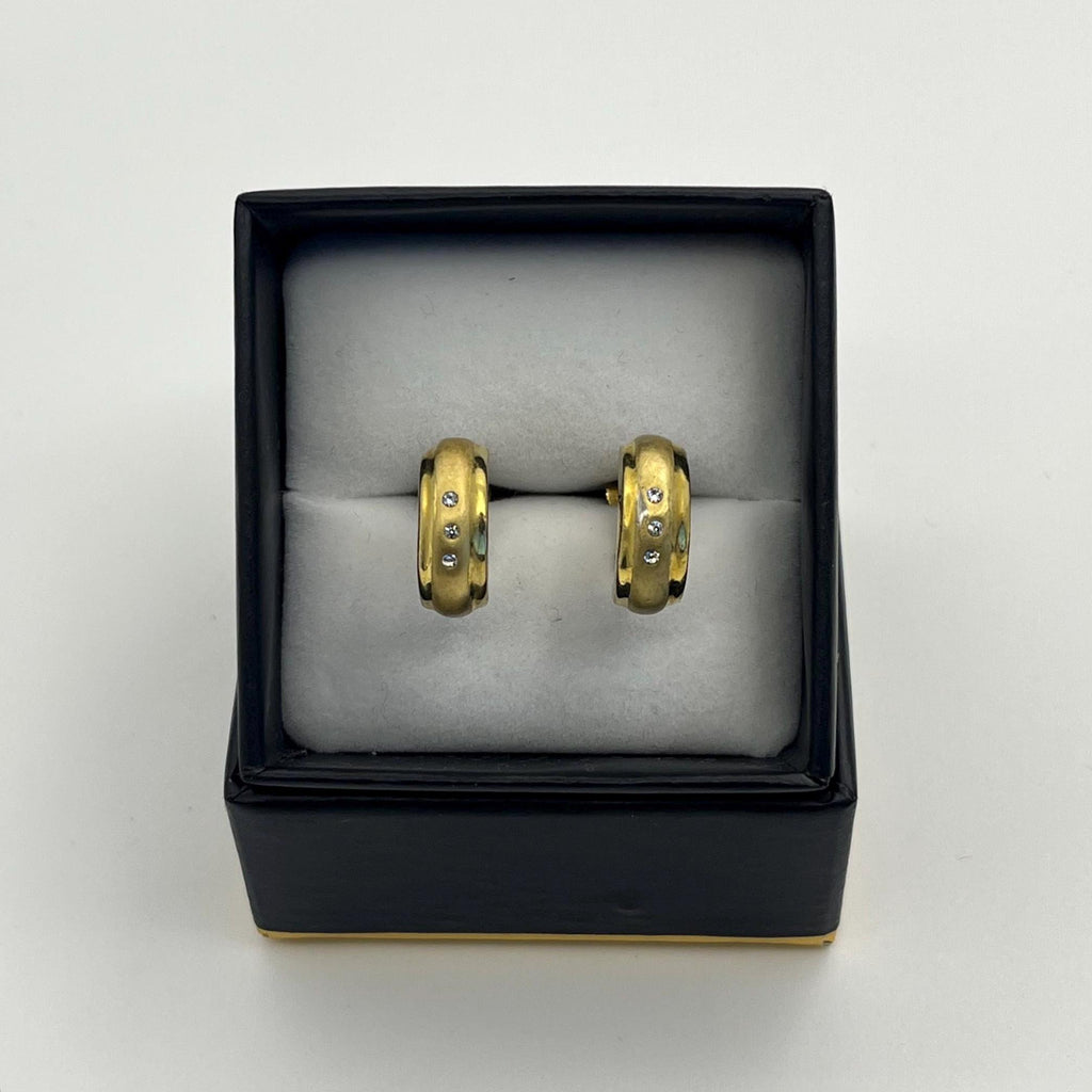 Vintage Gold Tone Rhinestone Huggie Clip-On Earrings – Chunky 80s Style, Bold Retro Glam