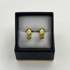 Vintage Gold Tone Rhinestone Huggie Clip-On Earrings – Chunky 80s Style, Bold Retro Glam