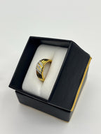 Vintage Gold-Tone Cubic Zirconia Ring – Bold Criss-Cross Statement Band