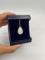 Real Shell Teardrop Necklace | Iridescent Abalone Pendant in Silver | Boho Beach Gift | Ocean-Inspired Jewellery