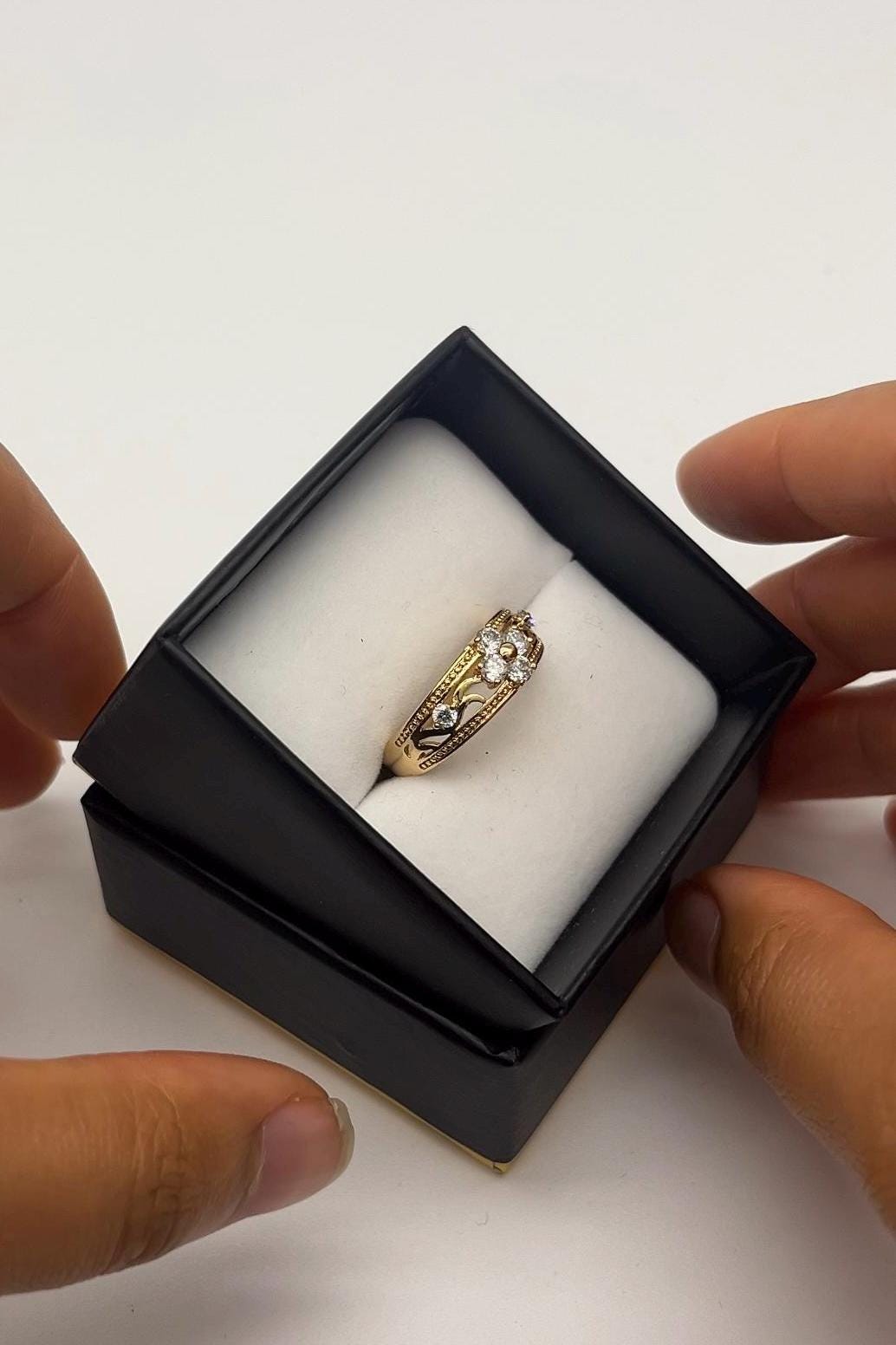 Vintage Gold Floral Crown Ring | Crystal-Accented Filigree Band | Old Money Statement Jewellery