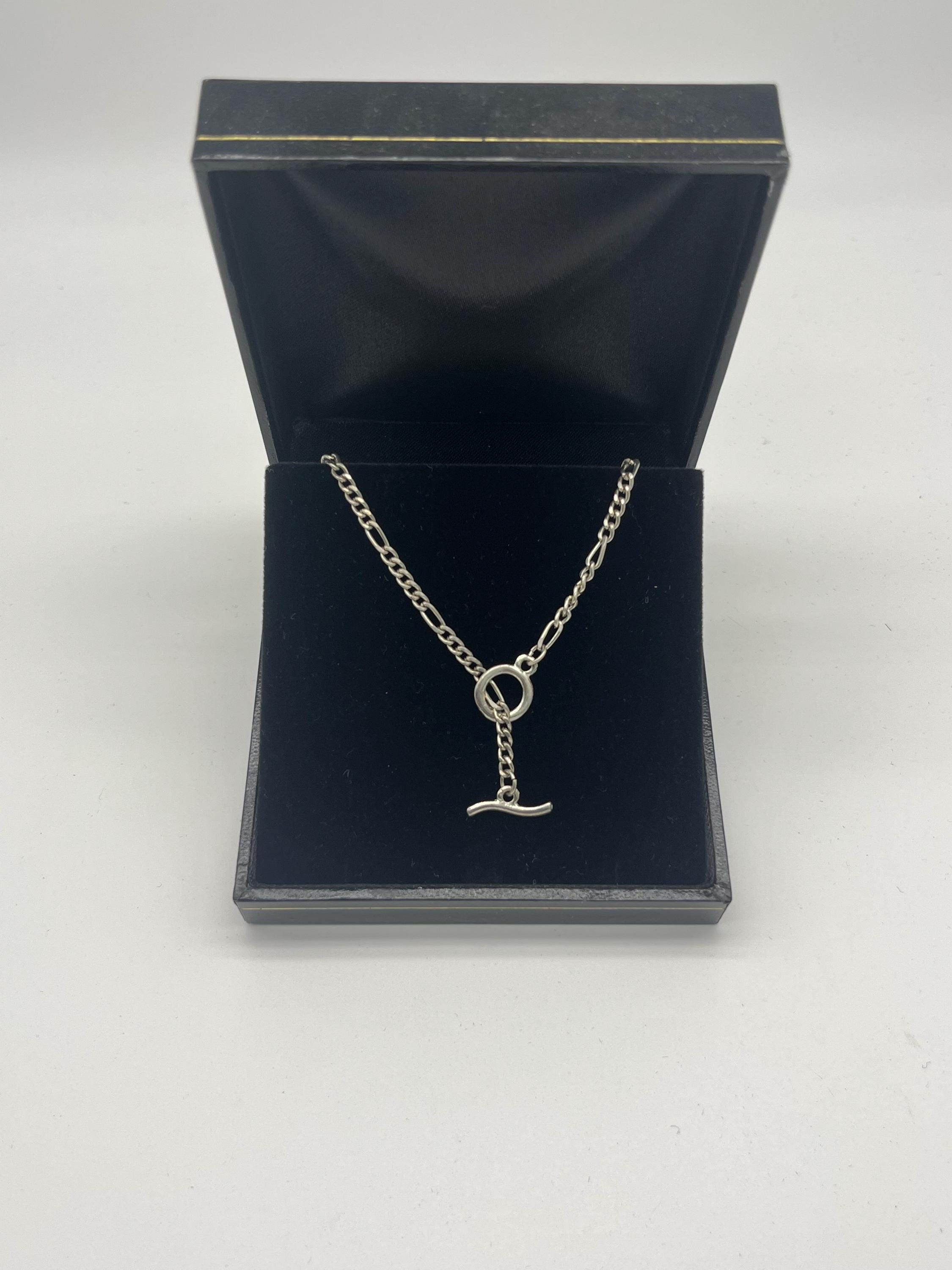 Vintage Silver-Tone Chain Necklace with Toggle Pendant | Minimalist Preloved Jewellery | Statement Chain