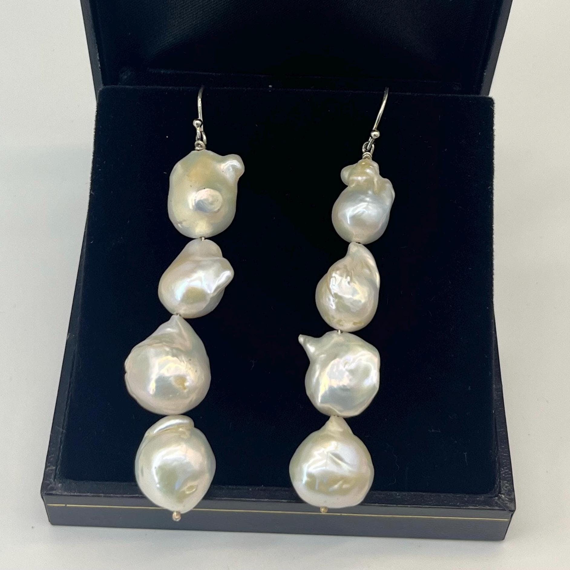 Baroque Freshwater Pearl Drop Earrings in Sterling Silver | Organic Luxury | Statement Dangle Earrings | Real Pearls