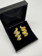 Vintage Sculptural Swirl Earrings | Bold Gold Statement Earrings | 80s Retro Studs | Art Deco Revival