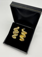 Vintage Sculptural Swirl Earrings | Bold Gold Statement Earrings | 80s Retro Studs | Art Deco Revival