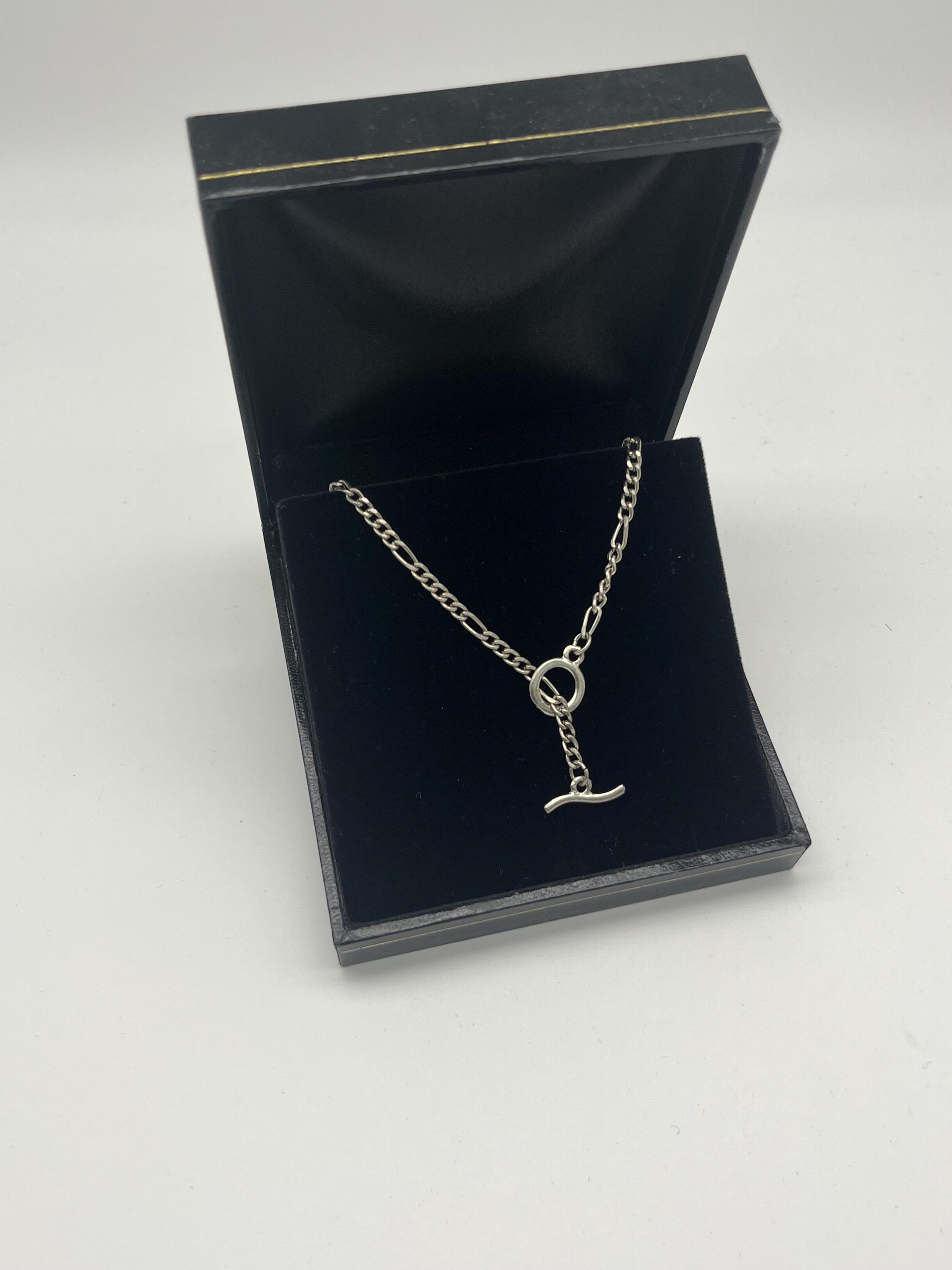 Vintage Silver-Tone Chain Necklace with Toggle Pendant | Minimalist Preloved Jewellery | Statement Chain