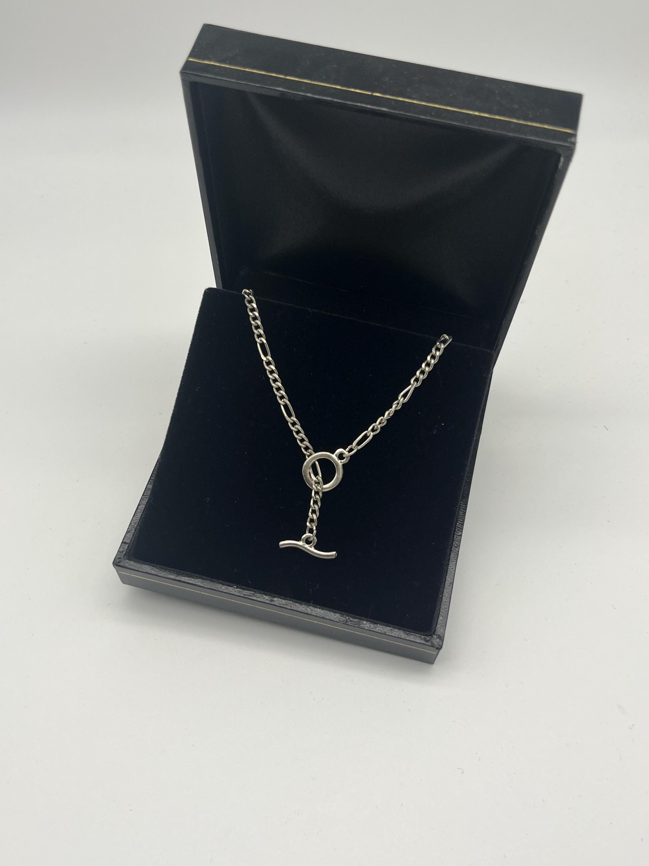 Vintage Silver-Tone Chain Necklace with Toggle Pendant | Minimalist Preloved Jewellery | Statement Chain